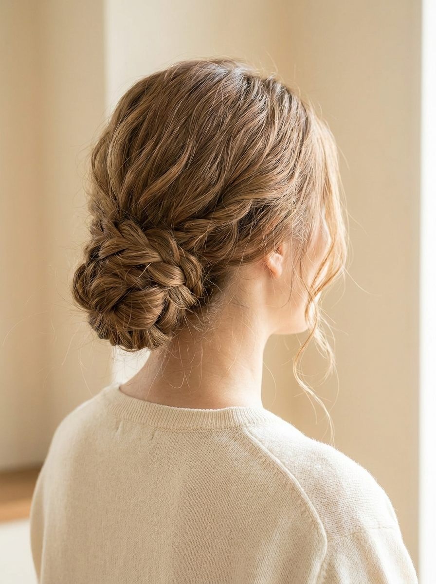 Lockerer geflochtener Low Bun - flechtfrisuren